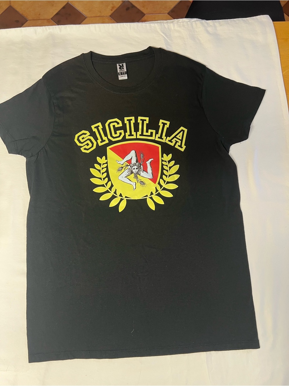 Sicilia Black Graphic Crew Neck T-Shirt